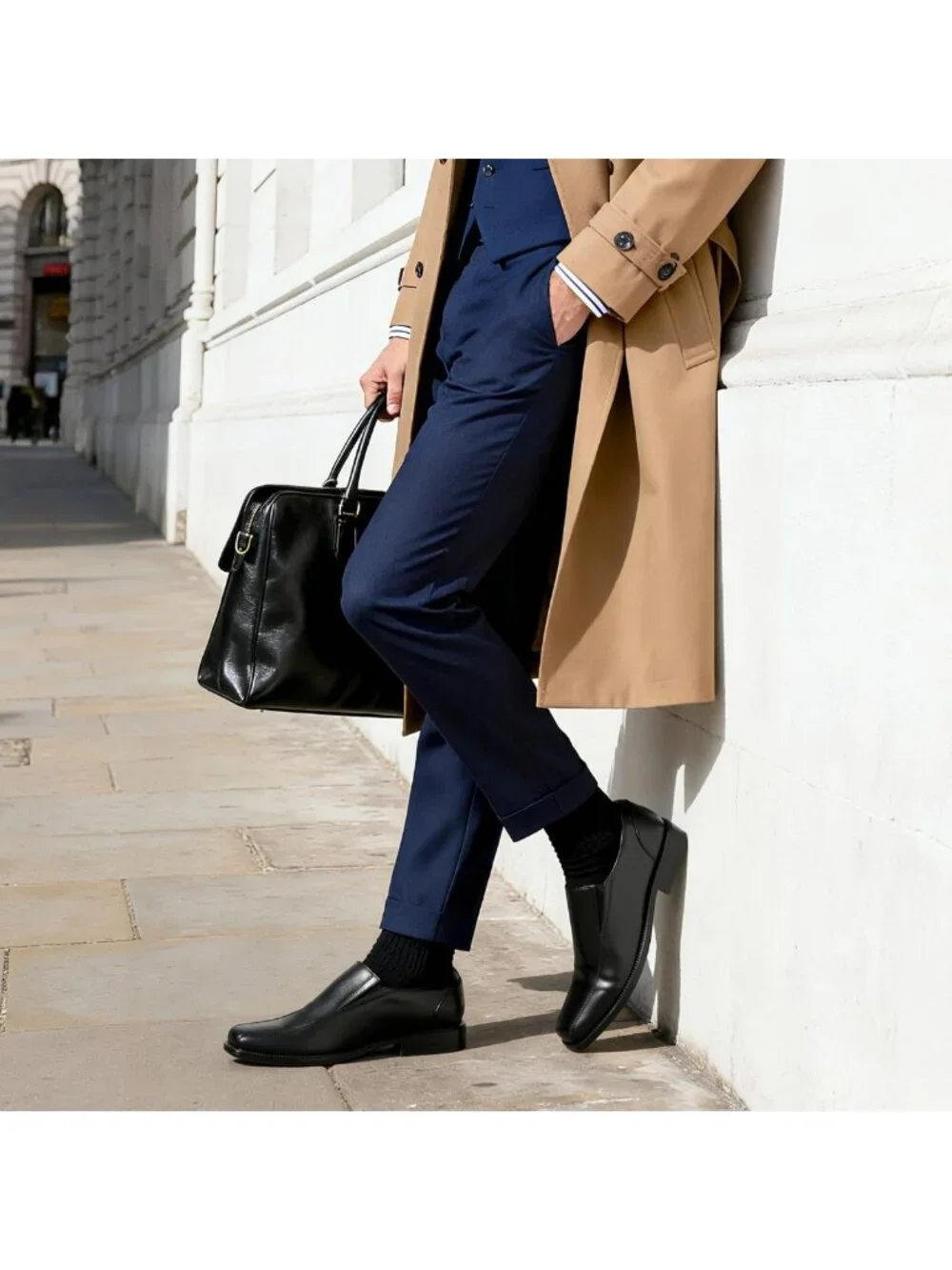 Men's Slip-On Dress Loafers | Formal Classic Square Toe Shoes for Office